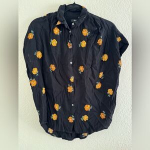 Madewell Black and Orange floral Casual Button Down Shirt
